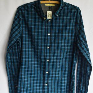 Men's Prince and Fox Black and Blue casual button down long sleeve dress shirt